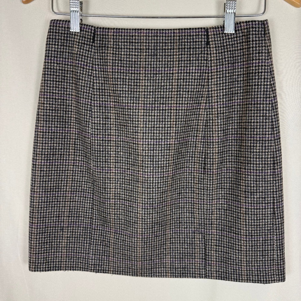 ASTR the Label Brown Houndstooth Tweed Plaid A-Line Mini Skirt Small